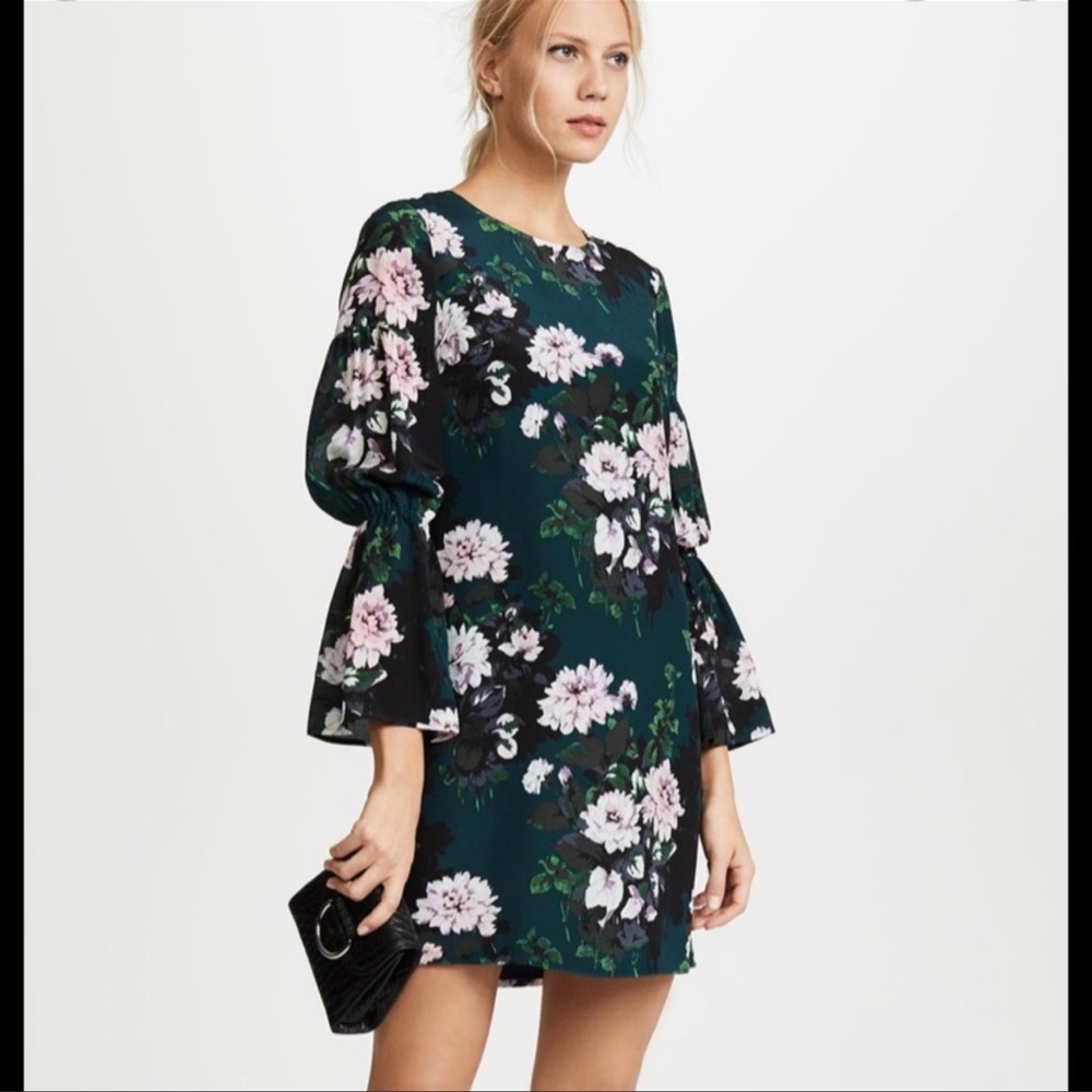 Club Monaco Sanai Silk Green Floral Shift Dress
